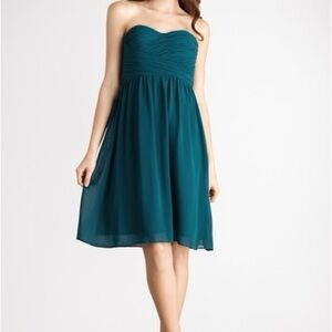 Modcloth Green Chiffon Strapless Dress